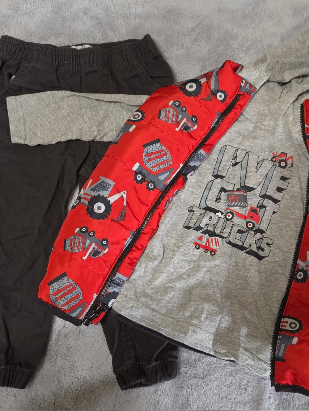 Kids Headquarters Gray and Red Construction Truck 3-piece Outfit